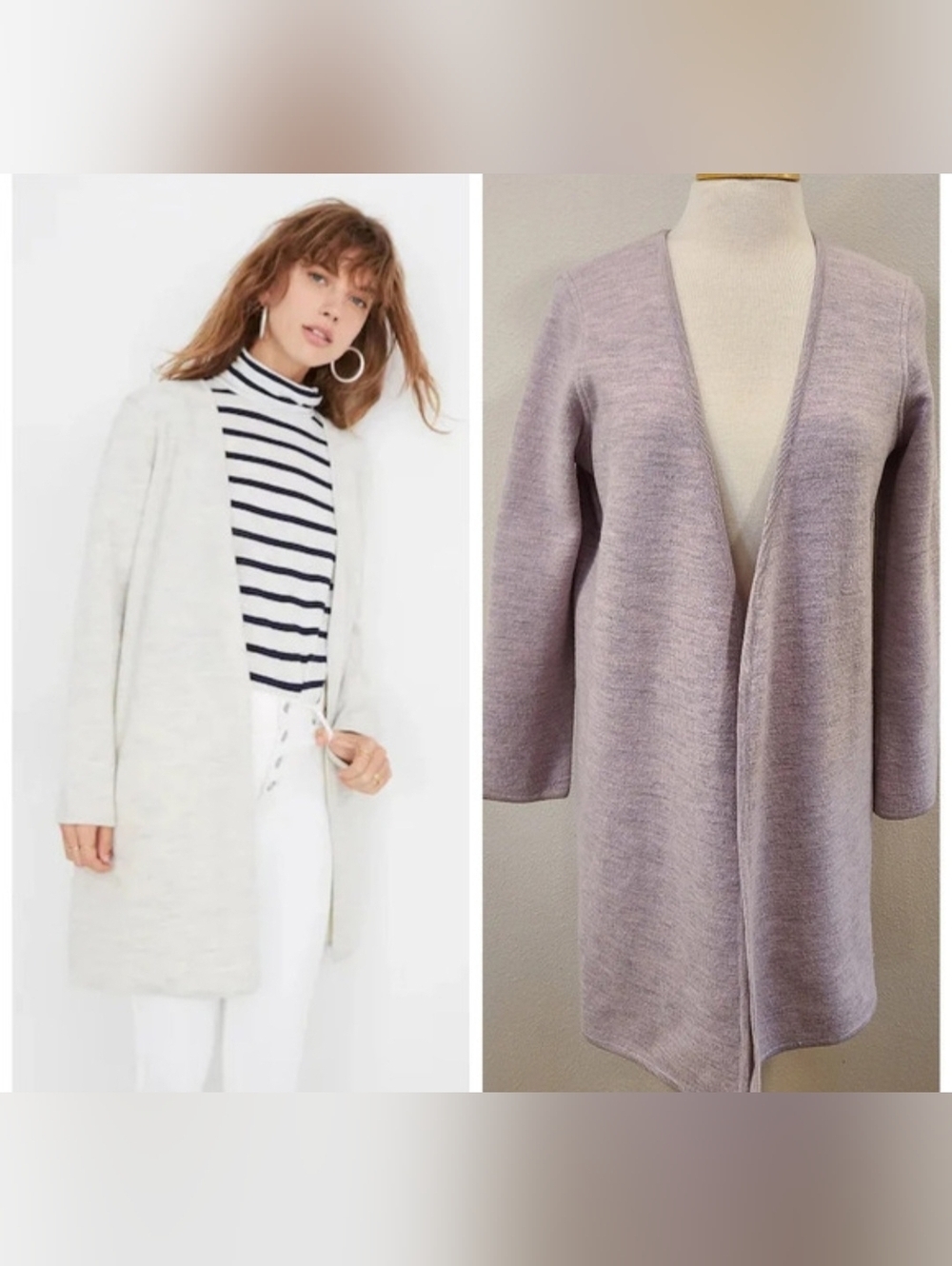 Madewell Lombard Sweater Coat in Heathered Shell Lilac
